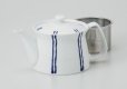 Photo2: Arita Porcelain Japanese tea pot stripe S type strainer blue 400ml (2)