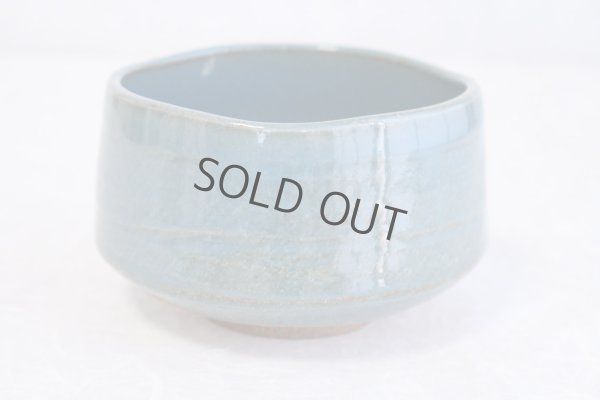 Photo3: Mino ware pottery Japanese tea ceremony bowl Matcha chawan blue tsutsu