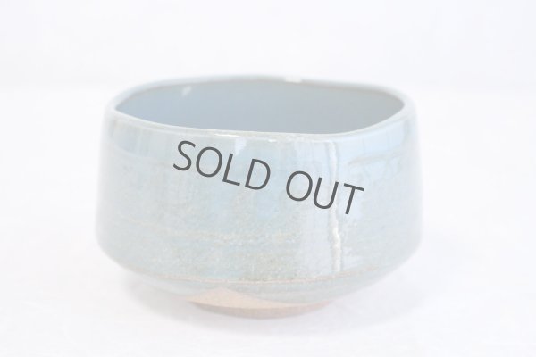 Photo4: Mino ware pottery Japanese tea ceremony bowl Matcha chawan blue tsutsu