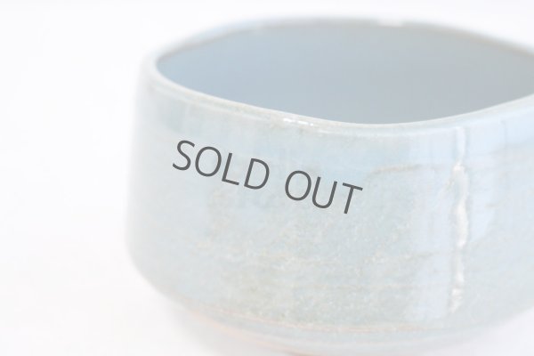 Photo5: Mino ware pottery Japanese tea ceremony bowl Matcha chawan blue tsutsu