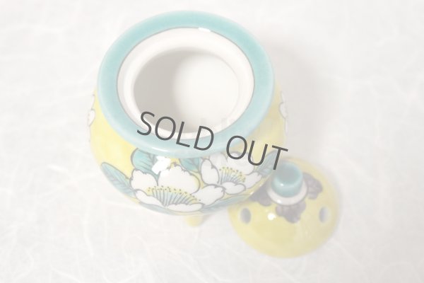 Photo8: Kutani Porcelain Japanese incense burner koro yoshidaya sazanka H 8.5cm