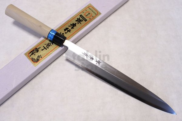 Photo1: SAKAI TAKAYUKI INOX stainless Magnolia wood Japanese Sashimi Yanagiba knife