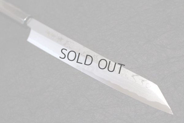 Photo12: SAKAI TAKAYUKI Seiryu Japanese Damascus Aonikou Blue-2 steel Yanagiba sashimi Kengata