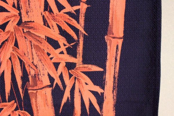 Photo3: Noren CSMO Japanese door curtain bamboo bassen blue red discharge dye 85 x 150cm