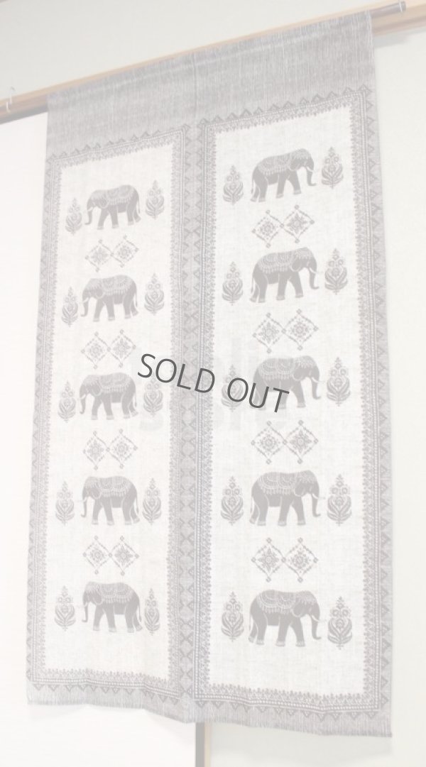 Photo1: Noren Japanese Curtain Doorway NM elephant india gray 85cm x 150cm 