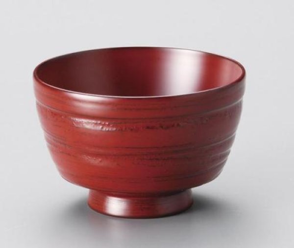 Photo3: Japanese Echizen Urushi lacquer matcha tea soup bowl furi jinoko shu red D111mm