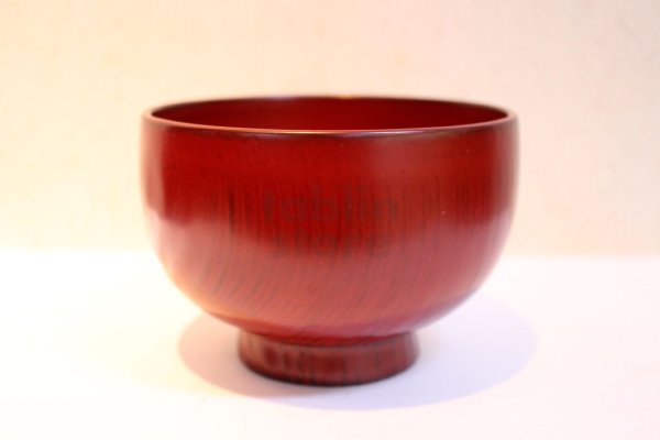 Photo1: Japanese Echizen Urushi lacquer soup noodle bowl shu red Shoichi Hatanaka D118mm