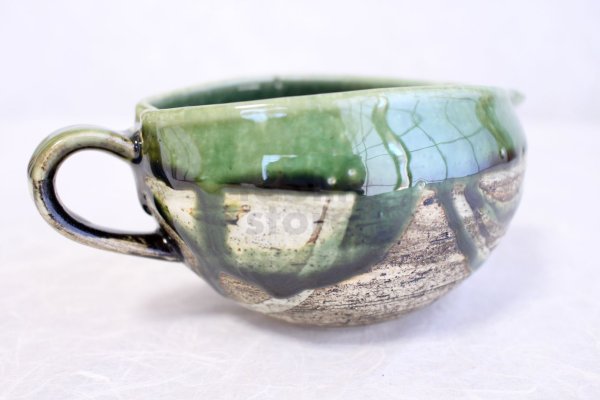 Photo7: Tokoname yaki ware Japanese Yusamashi tea tool for Sencha Oribe 240ml