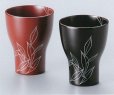 Photo7: Japanese Echizen Urushi lacquer leaf tumbler red and black H104mm set of 2