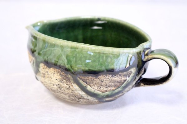 Photo3: Tokoname yaki ware Japanese Yusamashi tea tool for Sencha Oribe 240ml