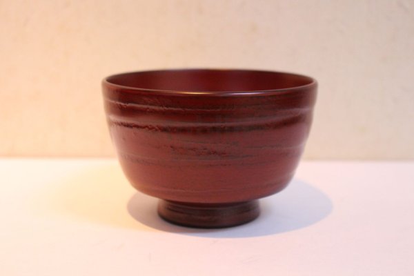 Photo1: Japanese Echizen Urushi lacquer matcha tea soup bowl furi jinoko shu red D111mm