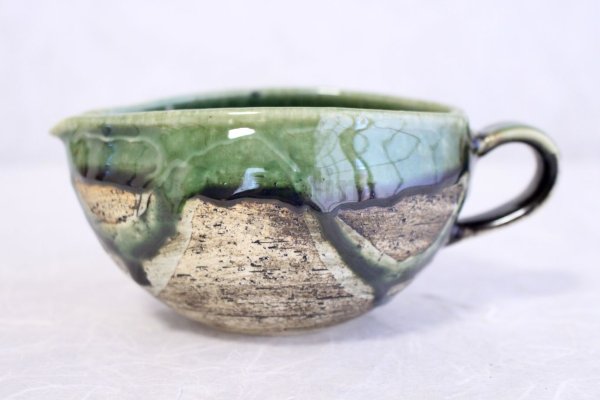 Photo9: Tokoname yaki ware Japanese Yusamashi tea tool for Sencha Oribe 240ml