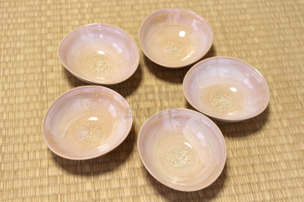 Photo2: Hagi ware Japanese bowls Shizuku Dew W130mm set of 5