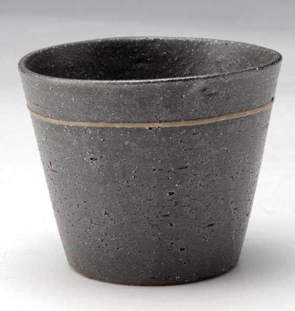 Photo1: Shigaraki Japanese pottery sake cup tumbler tsuchi kokusai black 320ml