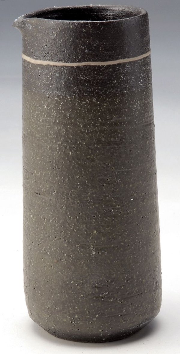 Photo1: Shigaraki pottery tsuchi Japanese Sake bottle reishuki kokusai black 400ml