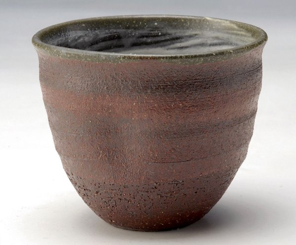 Photo1: Shigaraki Japanese pottery sake cup tumbler tsuchi akane bordeaux 300ml