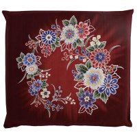 Japanese floor pillow cushion cover zabuton cotton flower tsujigahana 55 x 59cm