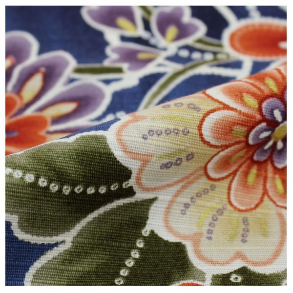 Photo4: Japanese floor pillow cushion cover zabuton cotton flower tsujigahana 55 x 59cm