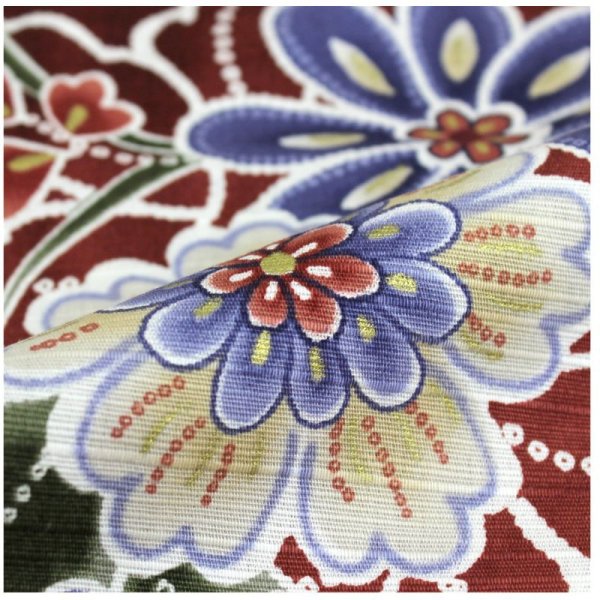 Photo2: Japanese floor pillow cushion cover zabuton cotton flower tsujigahana 55 x 59cm