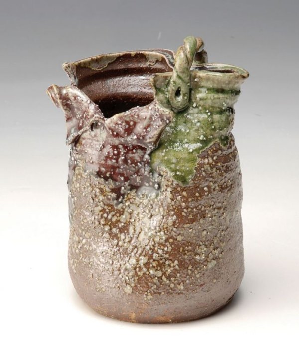 Photo1: Shigaraki Japanese pottery Vase tsuchi nanbansunakake teoke  H 20cm