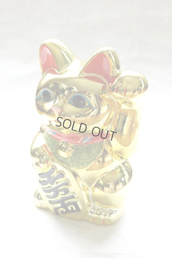 Photo4: Japanese Lucky Cat YT Tokoname ware Porcelain Maneki Neko Gold r cushion H18cm