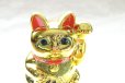 Photo6: Japanese Lucky Cat YT Tokoname ware Porcelain Maneki Neko Gold r cushion H18cm