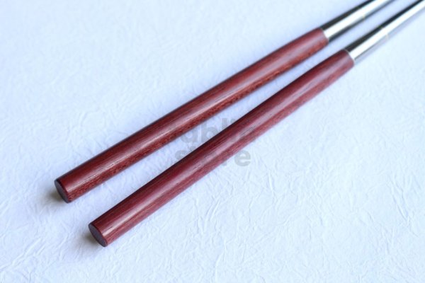 Photo2: Moribashi Chopsticks Honyaki stainless steel Japanese Sushi Chef's Garnishing  7 In (180mm) Purpleheart (Peltogyne spp)　