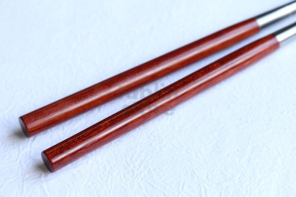 Photo2: Moribashi Chopsticks Honyaki stainless steel Japanese Sushi Chef's Garnishing  7 In (180mm) Satine (BloodWood)