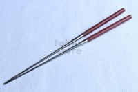 Moribashi Chopsticks Honyaki stainless steel Japanese Sushi Chef's Garnishing  7 In (180mm) Purpleheart (Peltogyne spp)　