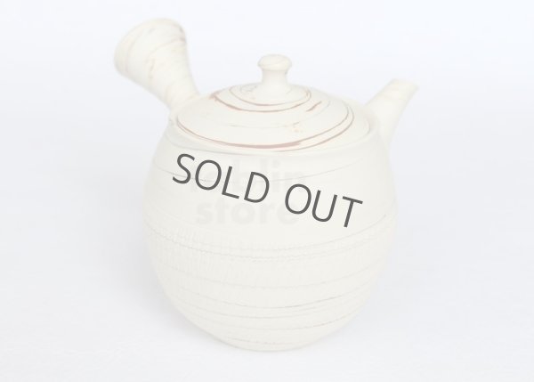 Photo5: Tokoname Japanese tea pot kyusu ceramic strainer Kenji nerikomi bi carved 360ml
