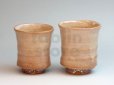 Photo9: Hagi ware kumi yunomi Japanese tea cups pottery kairagi Tohru Funasaki set of 2