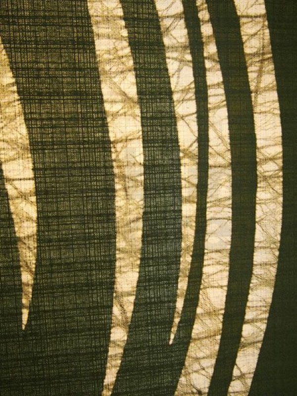 Photo2: Kyoto Noren SB Japanese Rozome wax resist textile olive-green 85 x 43cm