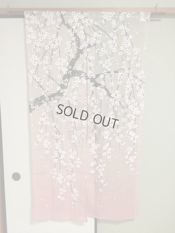 Photo8: Noren NM Japanese door curtain Shidarezakura pink 85 x 150cm