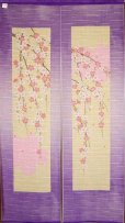 Photo1: Noren Japanese Curtain Doorway NM SD purple window sakura cherry 85 x 150 cm (1)