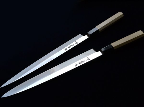 Photo4: SAKAI TAKAYUKI Chef Honyaki Ginsan Japanese knife Silver-3 steel Sashimi Yanagiba Fugu-hiki 