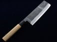 Photo1: Sakai takayuki Japanese knife Tokujou Yasuki white-2 steel Kurouchi Nakiri vegetable 180mm (1)