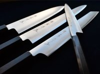 SAKAI TAKAYUKI Ginsan Ebony wood handle Japanese knife Silver-3 steel any type Gyuto, Petty, Slicer, Santoku