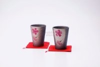 Shigaraki Japanese pottery tea cups wabe sakura cherry 230ml set of 2