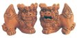 Photo1: shiisa lion-shaped roof ornament of Okinawa pottery unglazed H 7.5cm set of 2　 (1)