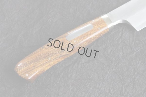 Photo11: SAKAI TAKAYUKI Limited Edition Sugihara Handle Ginsan Yasuki silver-3 steel Suminagashi Kiritsuke Sashimi 300mm