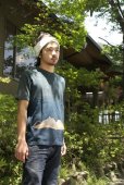 Photo1: Natural and Hand dyes Mitsuru unisexed T-shirt made in Japan komon mountain (1)