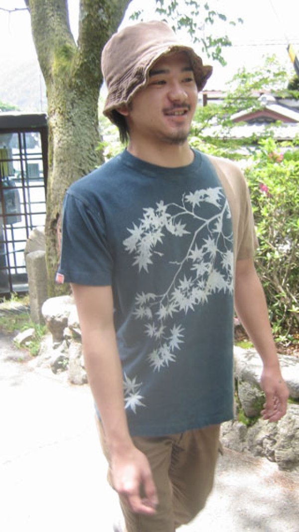 Photo1: Natural and Hand dyes Mitsuru unisexed T-shirt made in Japan Japanese maple