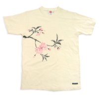 Natural and Hand dyes Mitsuru unisexed T-shirt made in Japan cherry hand painted