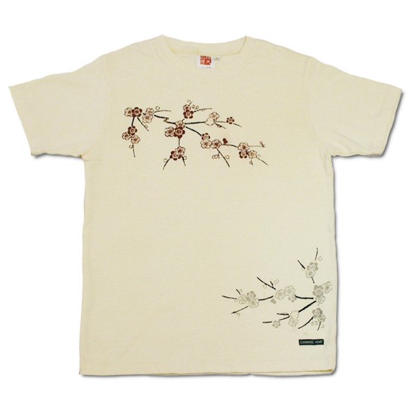 Photo3: Natural and Hand dyes Mitsuru unisexed T-shirt made in Japan red&white JPN plum