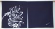 Photo1: Kyoto Noren SB Japanese batik door curtain navy-blue bird flower eto 85 x 45 cm (1)