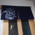 Photo3: Kyoto Noren SB Japanese batik door curtain navy-blue bird flower eto 85 x 45 cm (3)