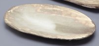 Shigaraki pottery Japanese Serving oval plate footed dish yume 31cm
