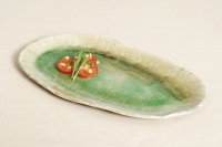 Shigaraki pottery Japanese Serving plate harukusa washoku green 41cm