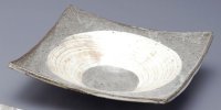 Shigaraki pottery Japanese Serving plate enso hakeme gray D19 cm 