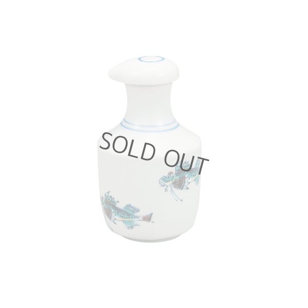 Photo2: Kutani Porcelain Soy Sauce Dispenser Bottle pot fish sushi white